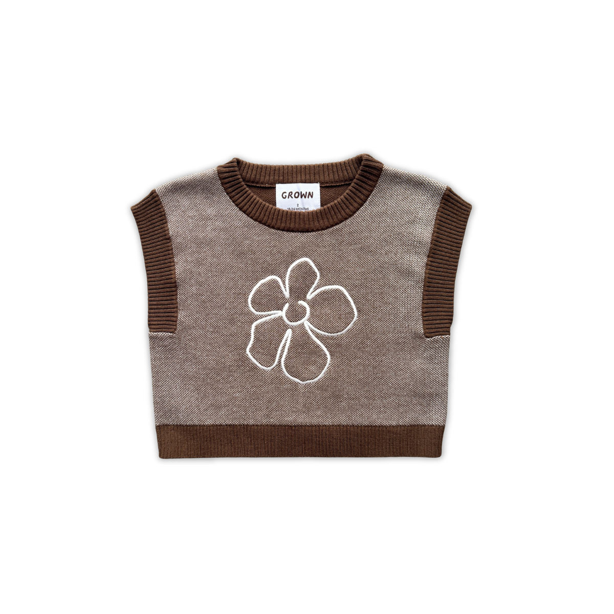 Organic Fields Embroidery Knit Vest - Espresso – Grown Shop