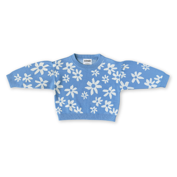 Knit Sweater Flowerboy Sweater Lazy Oaf Flower Bed Navy Knit Sweater