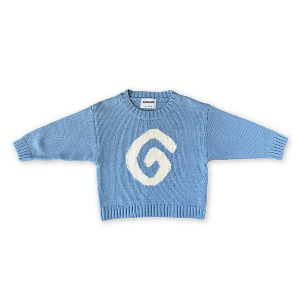 Organic Swirl Intarsia Knit Pull Over - Duck Egg – Grown Shop