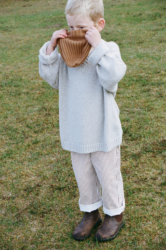 children's brown and white Striped pants 