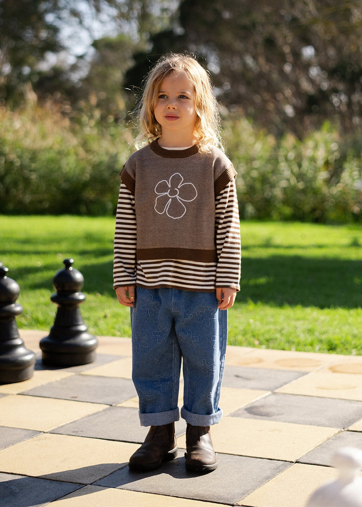 Organic Fields Embroidery Knit Vest - Espresso – Grown Shop